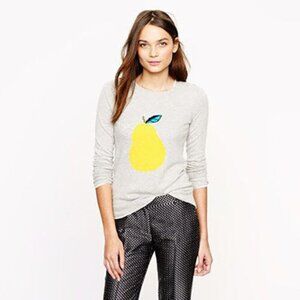 J. Crew Pear Print Crewneck Sweater in Grey, SIZE M